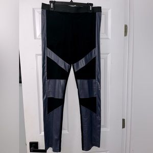 BCBG faux leather color block leggings